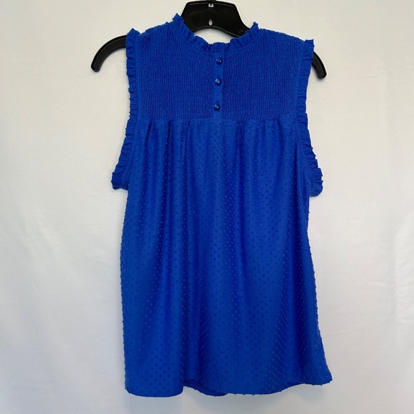 Studio 1886 Swiss Dot Cobalt Blue Sleevless Top - Picture 7 of 7
